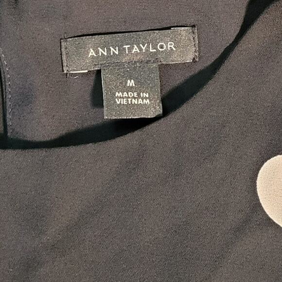 Ann Taylor Polka Dot Layered Lagenlook Dress M Black Cream Retro Modest Chic - Picture 6 of 9